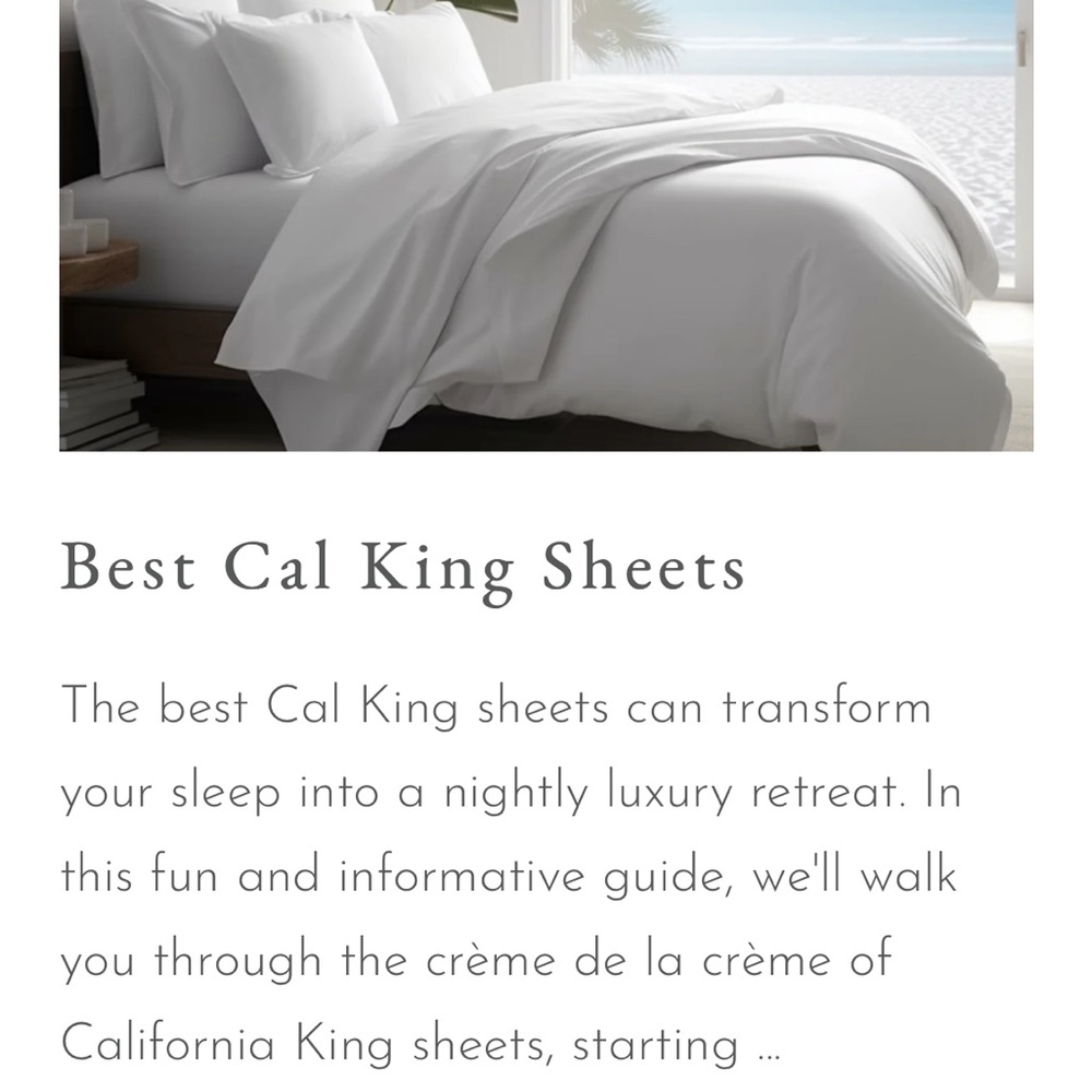Luxury cal king sheets /ethically made/good for you & the planet🌎see pic4 more